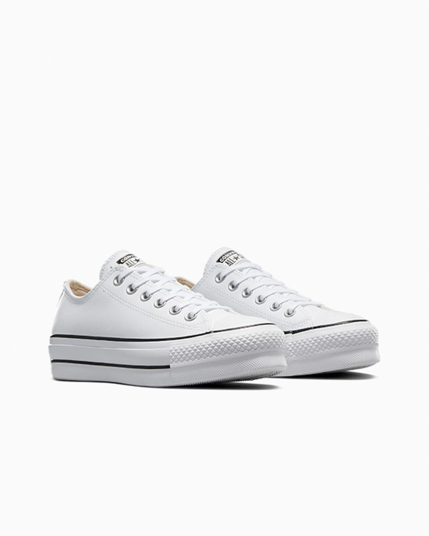 Topanky Na Platforme Converse Chuck Taylor All Star Lift Kozene Nizke Damske Biele Čierne Biele | SK M11IFX1